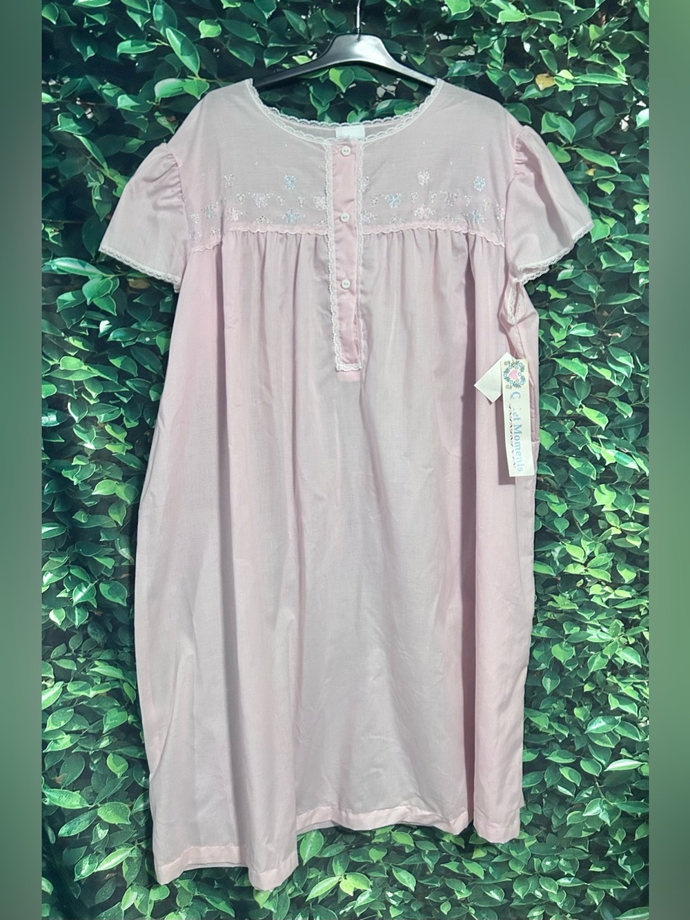 Quiet Moments Eyelet Nightgown Pink Womens Plus Size 3XL New